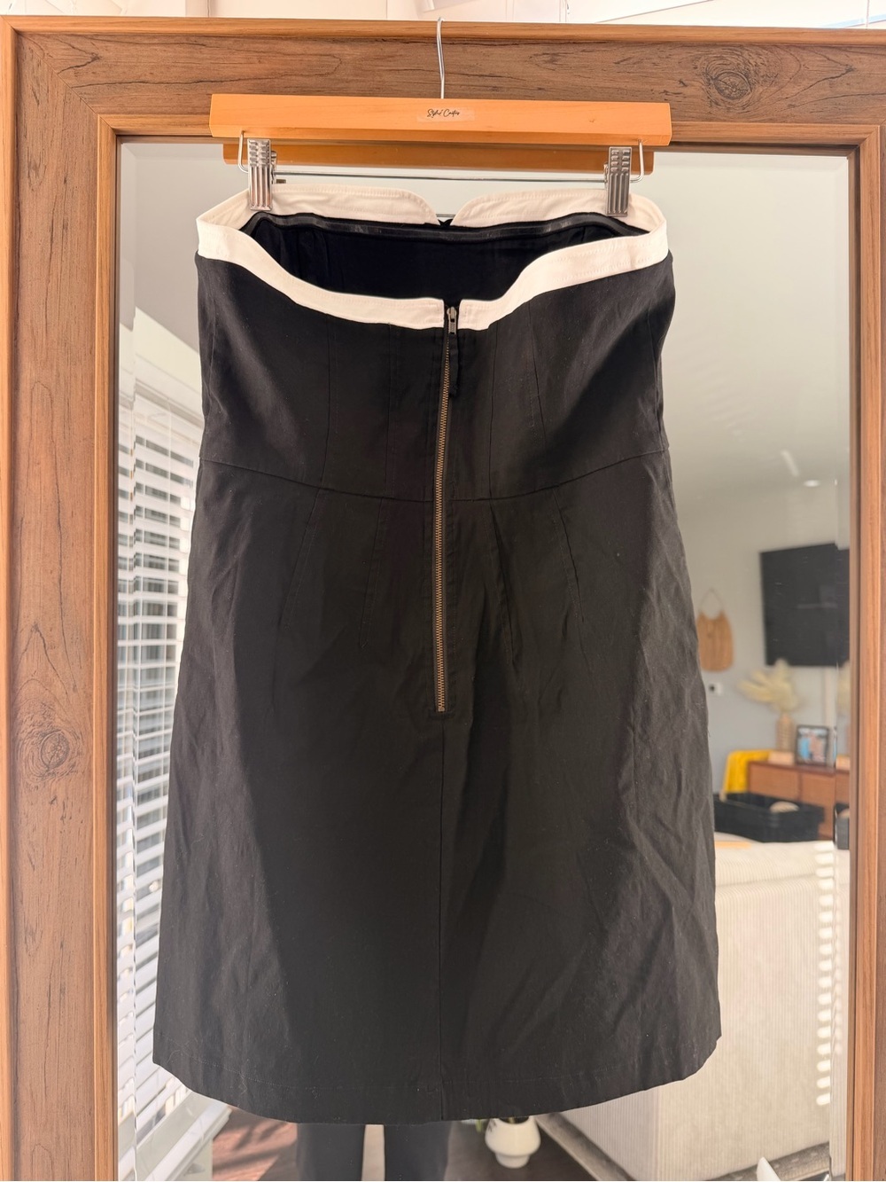 Anthropologie Maeve Strapless Peekaboo Mini Dress with White Trim - Picture 10 of 11